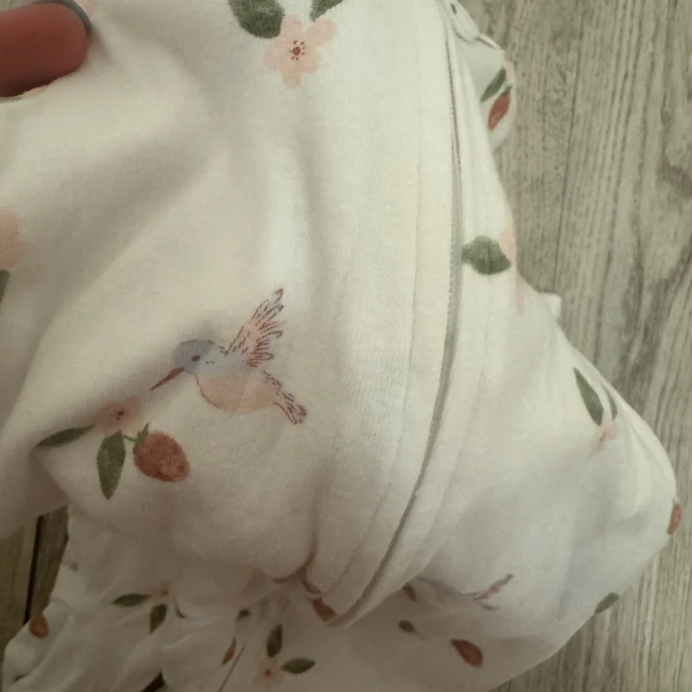Carter's White Footie One Piece with hummingbird and strawberry  Print